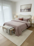 Couvre lit matelassé en velours (Mauve)