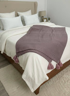 Plaid Violet en maille + housse de coussin