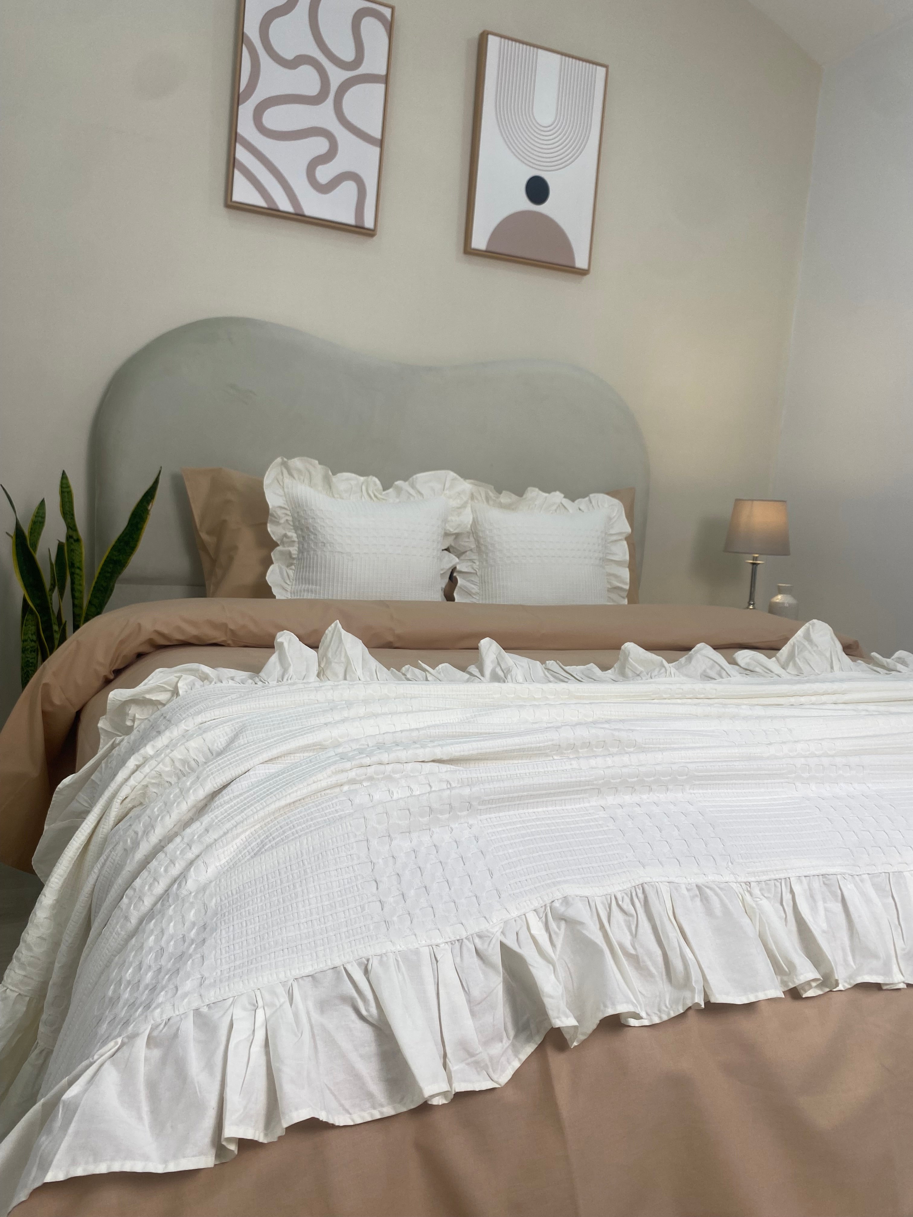 Plaid à volants Blanc