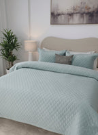 Couvre lit matelassé en velours (Bleu)