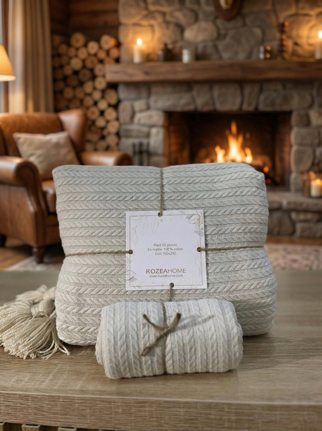 Plaid Beige en maille