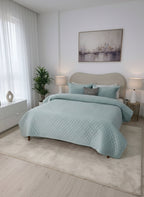 Couvre lit matelassé en velours (Bleu)